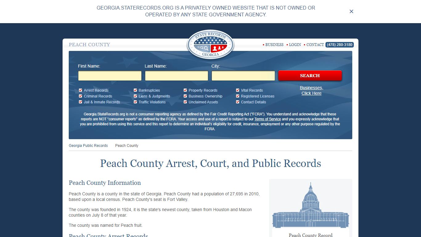 Peach County Arrest, Court, and Public Records